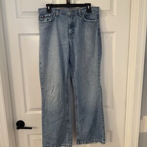 Tommy Hilfiger Mens Size 32x29.5  Blue Jeans Classic Boot Cut  Washed Distressed